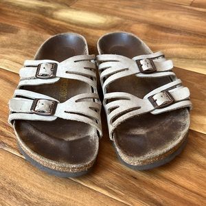 Birkenstock Granada Tan Taupe Slide Leather Sandals - Womens size 39 or 8.5